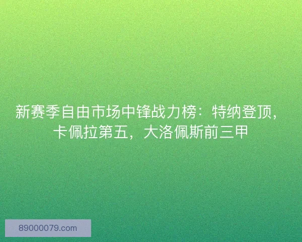 新赛季自由市场中锋战力榜：特纳登顶，卡佩拉第五，大洛佩斯前三甲